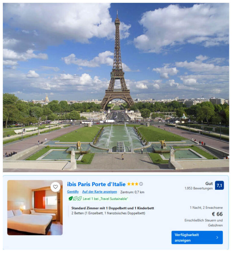 法国巴黎3星级宜必思连锁酒店双人间住宿66欧2人每晚