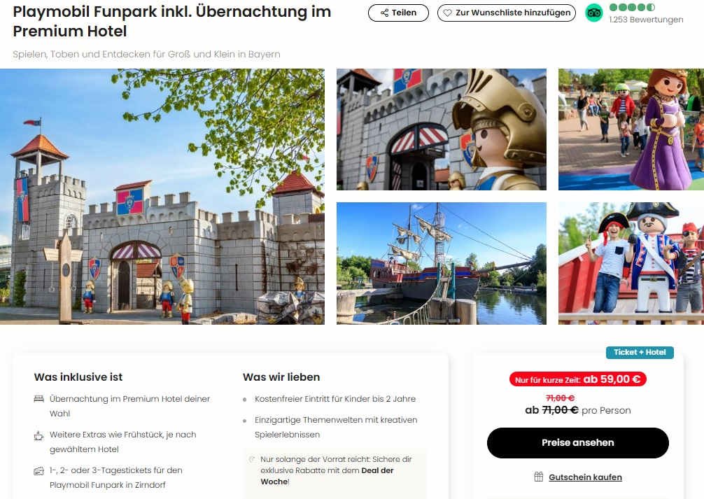 德国Playmobil的FunPark主题公园59欧，包门票4星酒店住宿含早餐