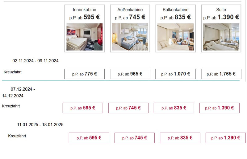 【返现20欧】爱达AIDA邮轮加纳利群岛线8天595欧，西班牙大加纳利岛上下船