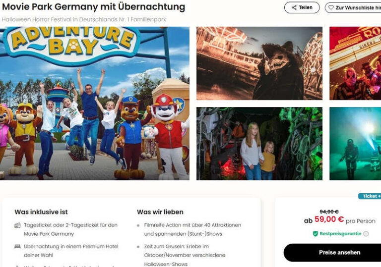 德国Movie Park万圣节恐怖夜特别活动59欧，包天票精品酒店住宿含早餐