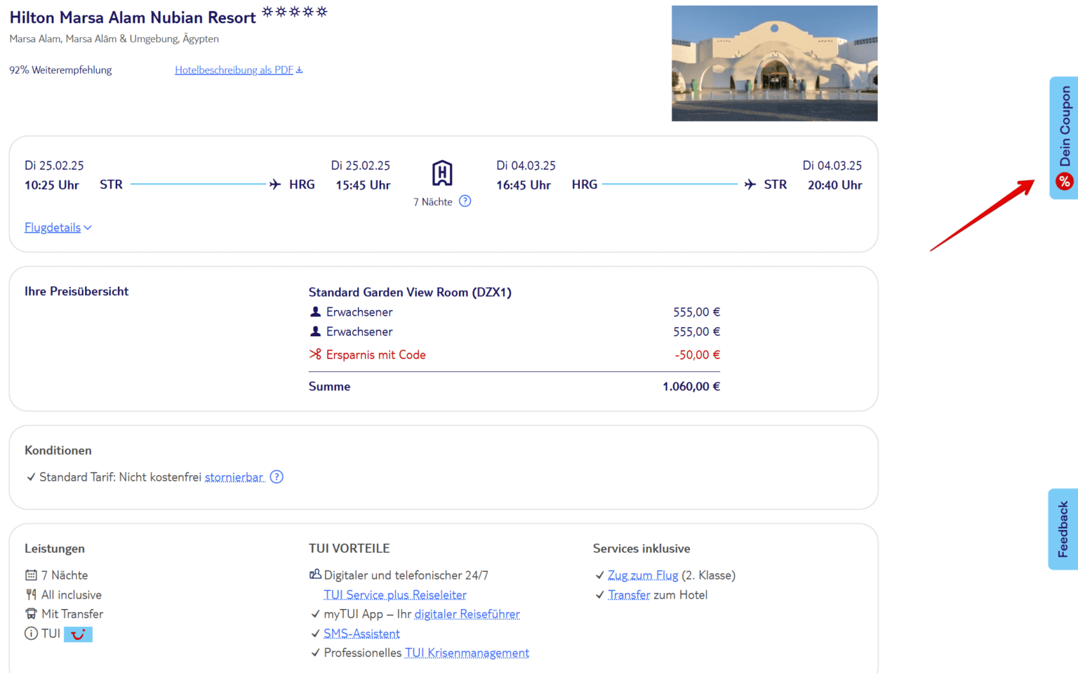 【尾单】埃及红海之旅8天530欧，包往返机票5星希尔顿酒店住宿4餐等